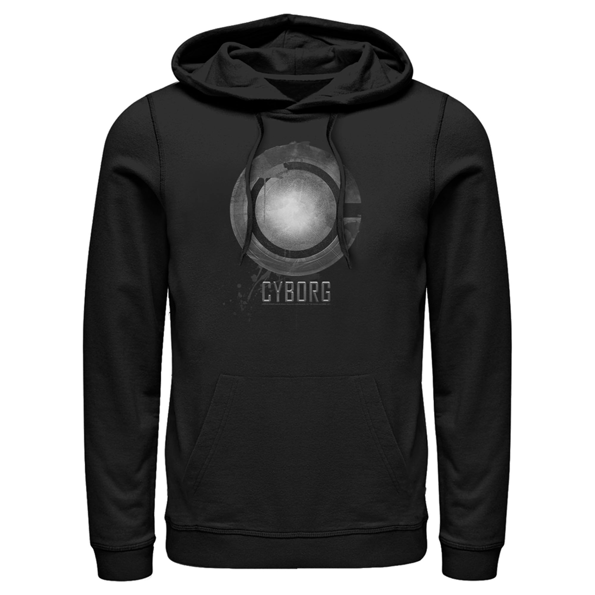 Zack Snyder Justice League Men’S Cyborg Silver Logo  Pull Over Hoodie