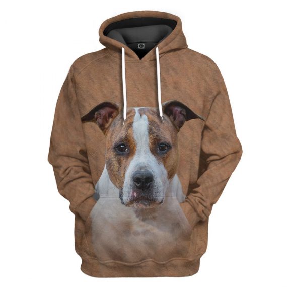 3D American Staffordshire Terrier Dog Front And Back All Over Print Unisex Hoodie For Dog Lovers