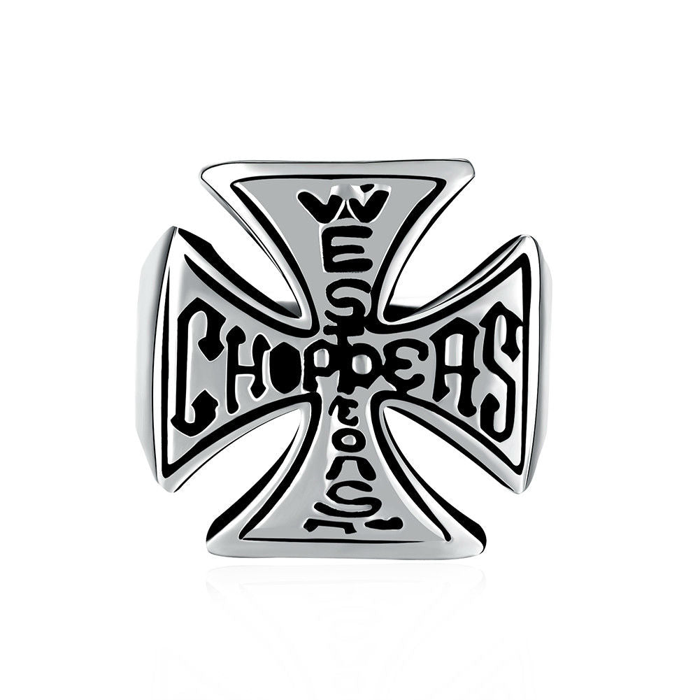 Vintage Stainless Steel Cross Letter Ring