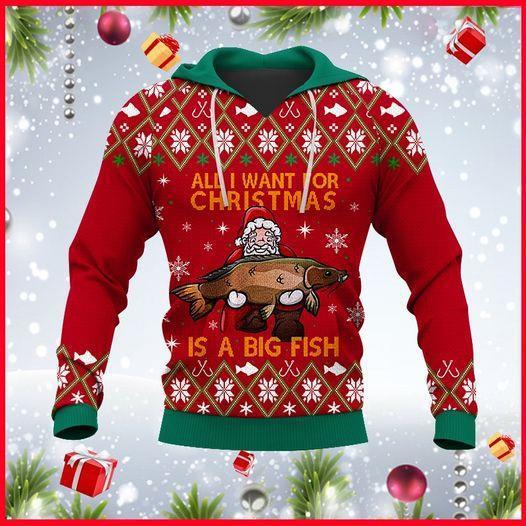 All I Want For Christmas Is A Big Fish Ugly Christmas Sweater | Unisex | Full Size | Adult | Colorful | US3032