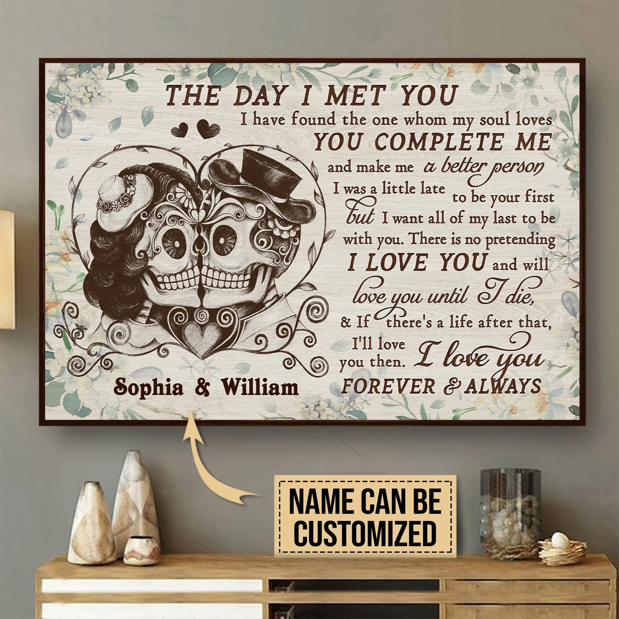 Aeticon Gifts Personalized Skull The Day I Met Canvas Mom Dad Gift Home Decor