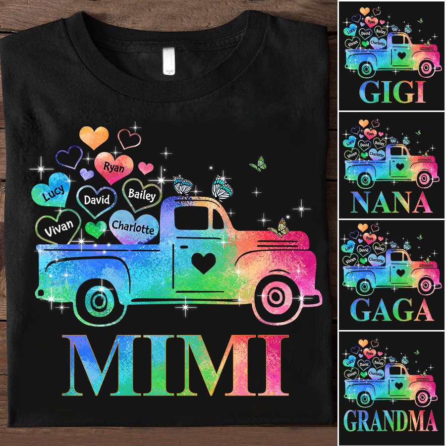 Personalized Grandma Truck Color With Grandkids Elephant T-Shirt