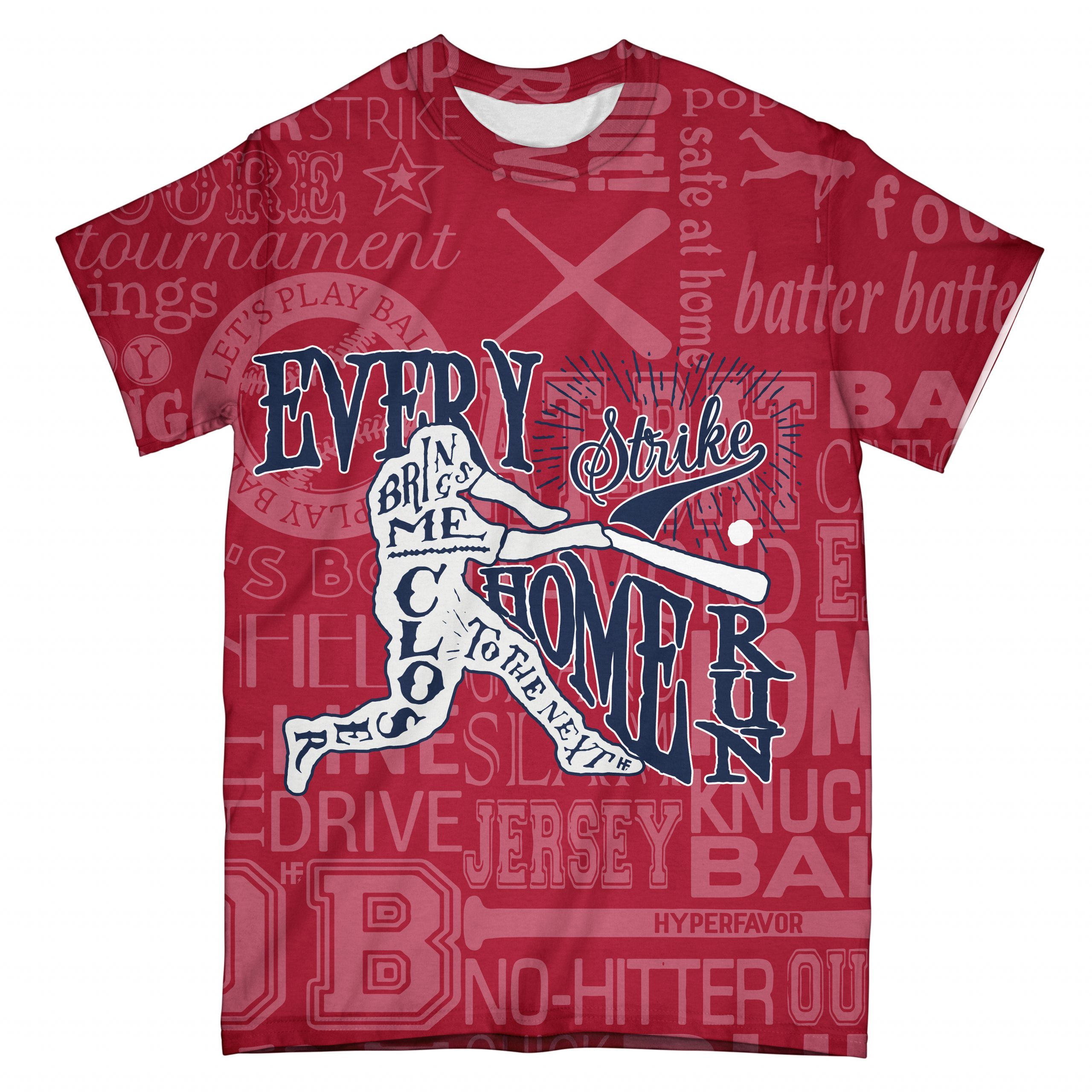 Typography Baseball Scarlet Red Ez07 2603 All Over T-Shirt