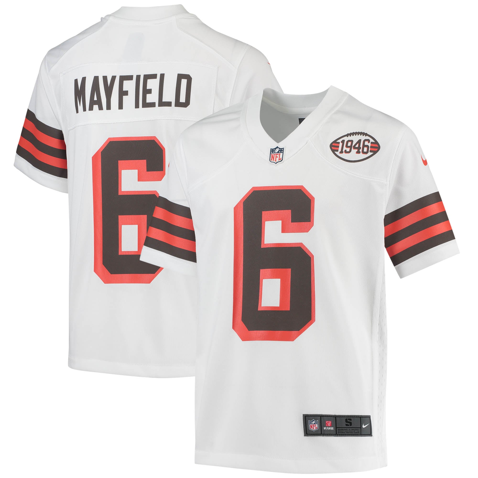 Youth Cleveland Browns Baker Mayfield White 1946 Collection Alternate Game Jersey