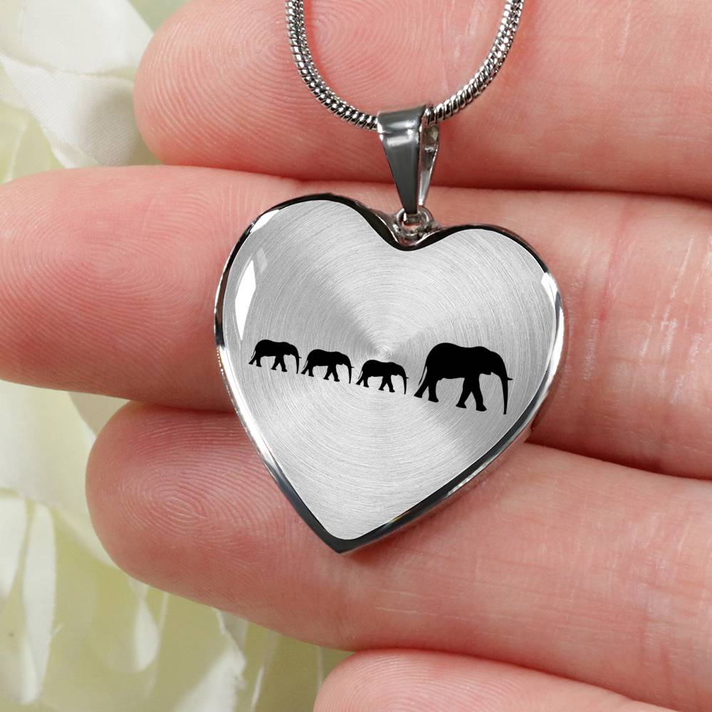 Personalized Elephant Mom + 3 Babies – Necklace