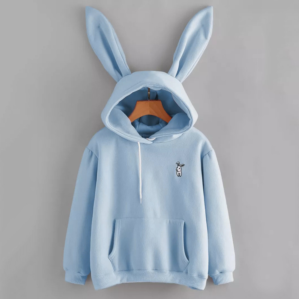 Autumn Winter Women Hoodies Kawaii Rabbit Ears Hoody Warm Sweatshirt Hoodies For Women Pocket Long Sleeve Women Sweatshirt alx