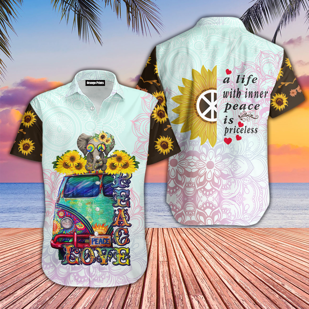 Hippie Sunflower Elephant Peace Bus Aloha Hawaii Shirts For Men And Women Ha32562