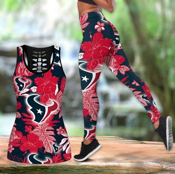 Womens Houston Texans Hawaiian Tropical Tank Top And Leggings Set