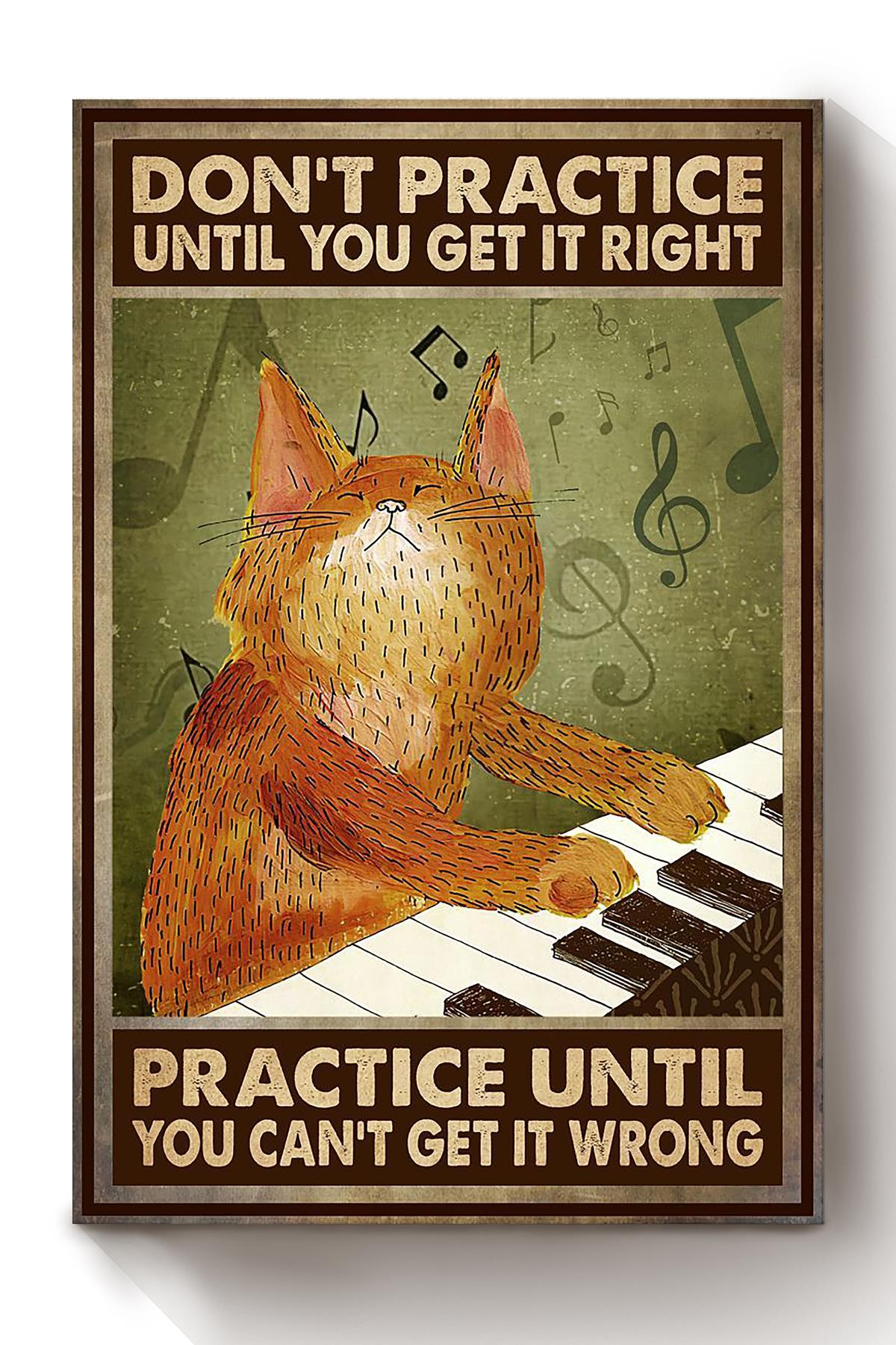 Cat Plays Piano Animal Wall Art Gift For Cat Lover International Cat Day Kitten Foster Canvas