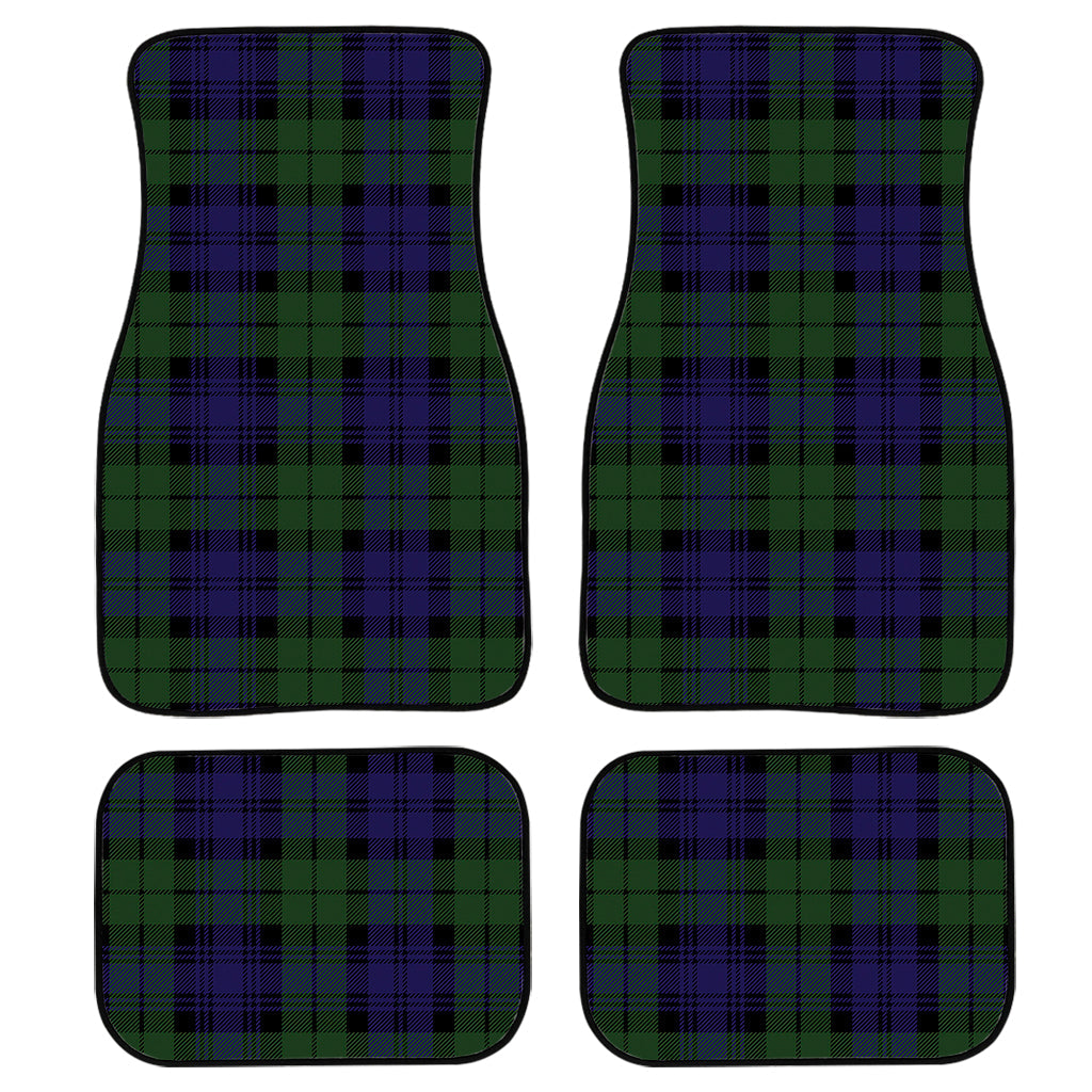 Black Watch Tartan Pattern Print Front And Back Car Floor Mats, Front Car Mat