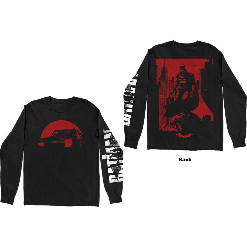 The Batman Red Car & Figure (Back & Sleeve Print) Long Sleeve