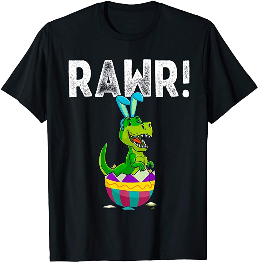 Rawr Easter Dinosaur T Rex Boys Girls Kids Bunny Egg T-Shirt