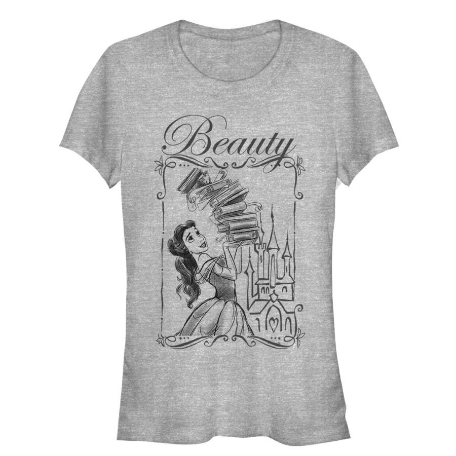 Beauty and the Beast Junior’s Belle Book Tower  T Shirt