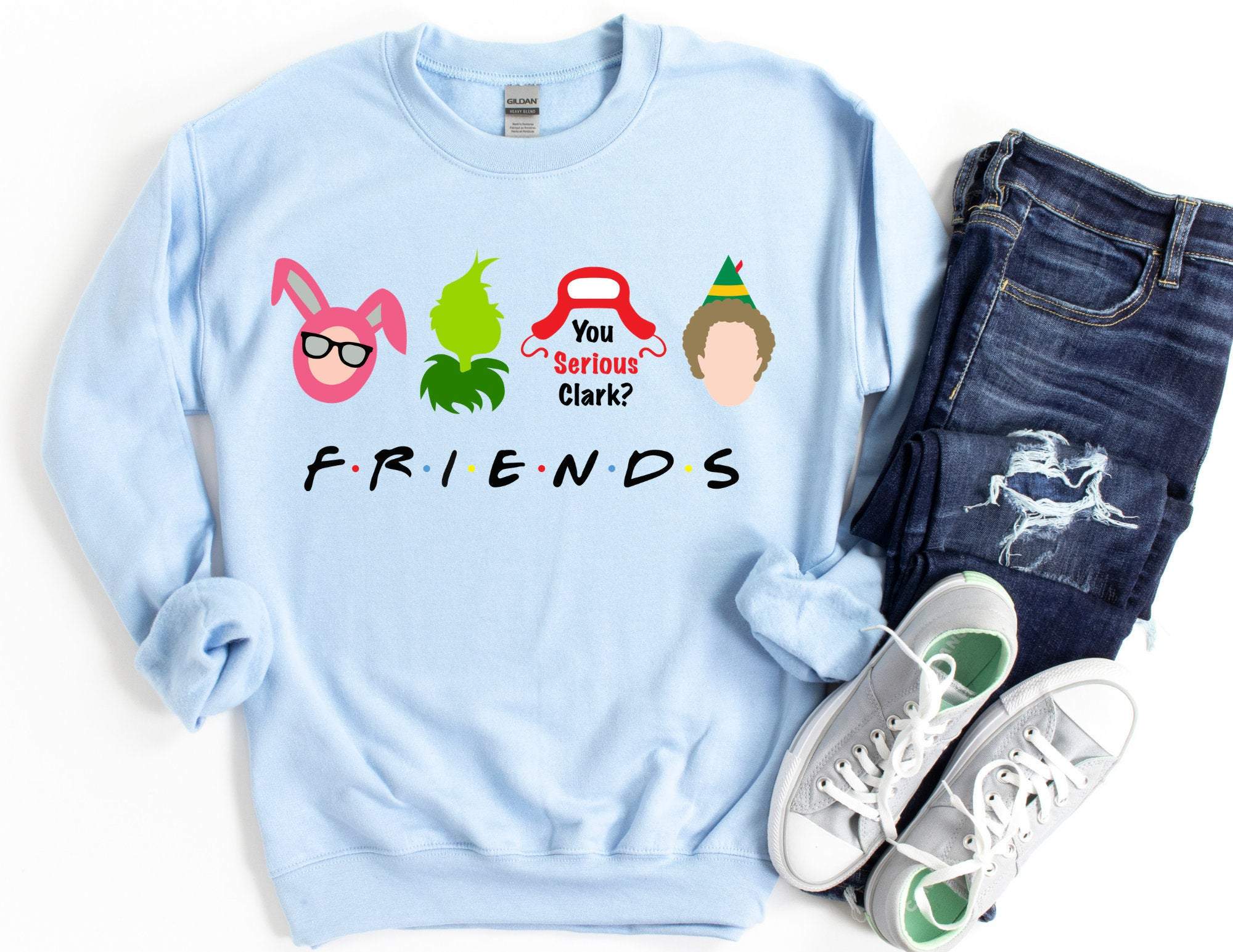 Christmas Friends Sweater, Christmas Sweatshirt, Christmas Sweater, Funny Christmas Sweater, Christmas Gift, Christmas Movie Charaters T-Shirt Hoodie All Color Size S-5Xl