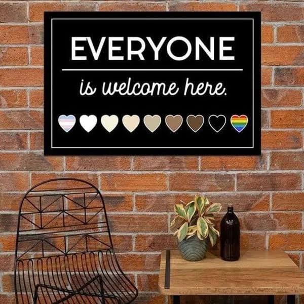 Lgbt Pride Everyone Is Welcome Here Lesbian Black Lives Matter Anti Racism Human Rights Wrapped Canvas / Paper Poster Without Framed Full Size