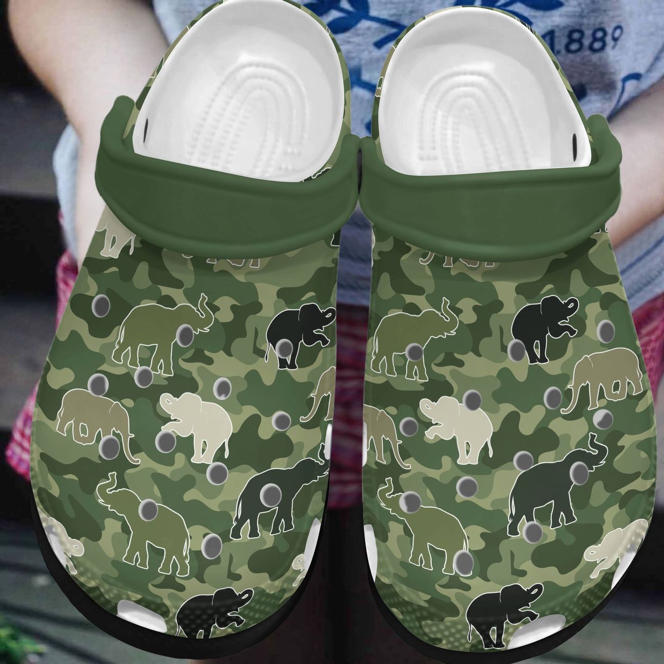 Elephant Personalized Clog, Custom Name, Text, Color, Number Fashion Style For Women, Men, Kid, Print 3D Camouflage Elephant