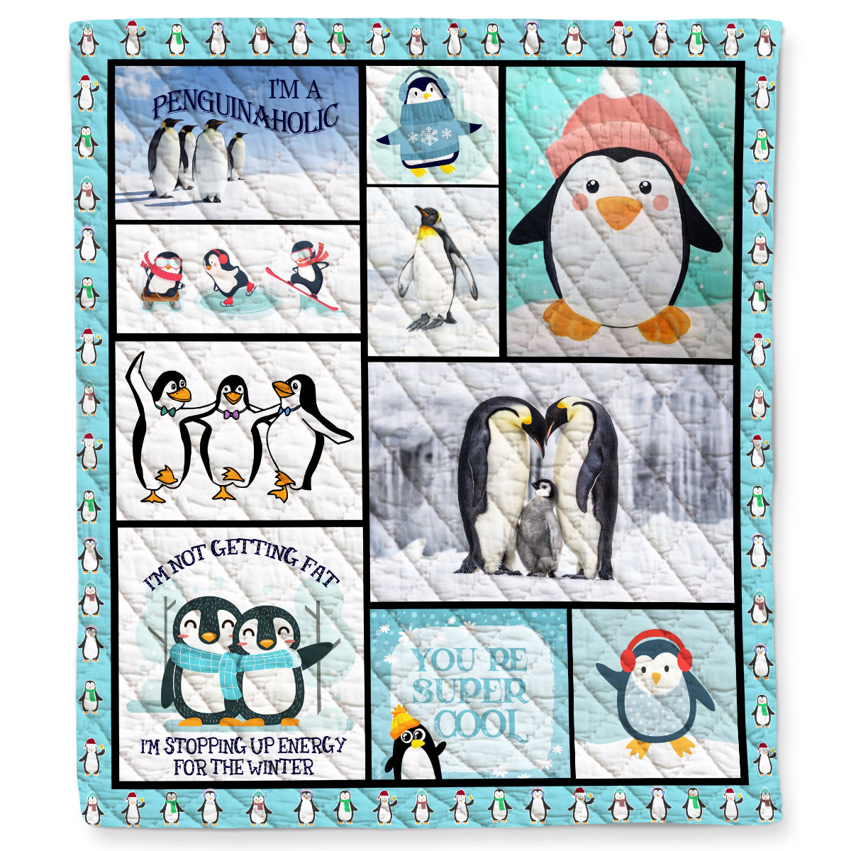 I Am A Penguinholic Penguin Lover Quilt Blanket.