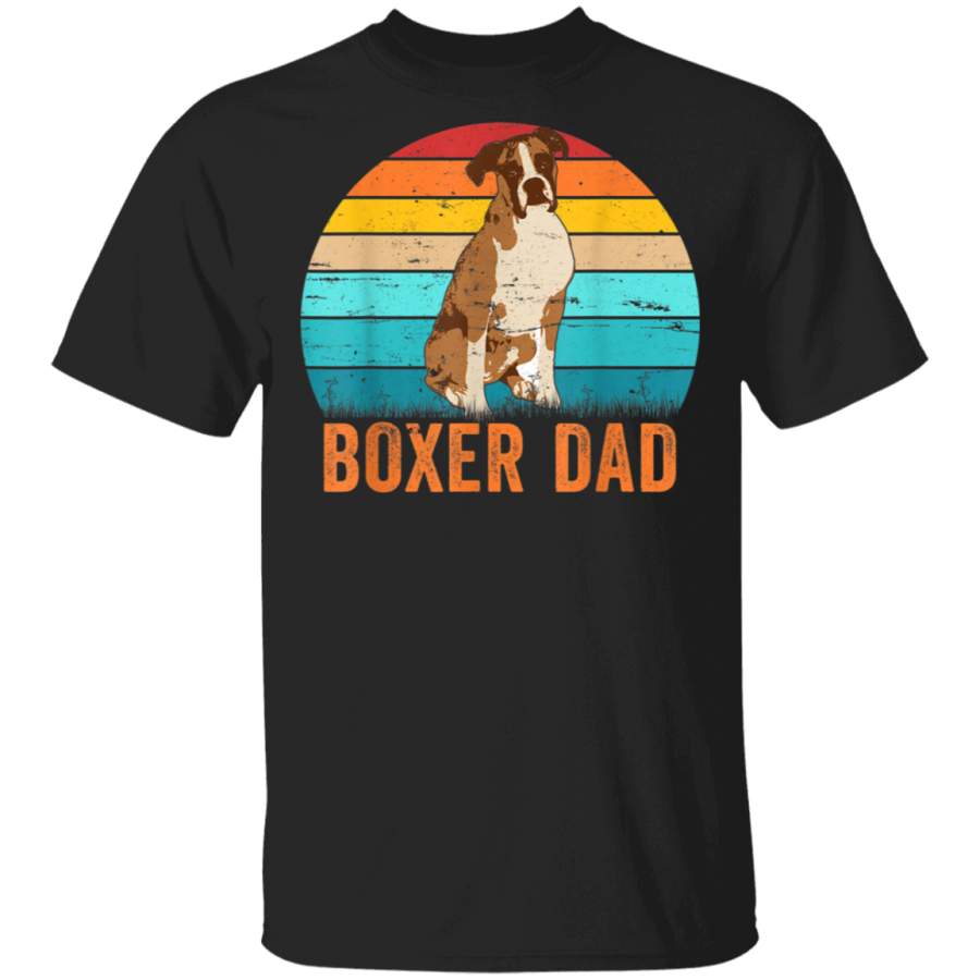 Mens Vintage Retro Boxer Dad Dog Lover Gift Fathers Day Tshirt