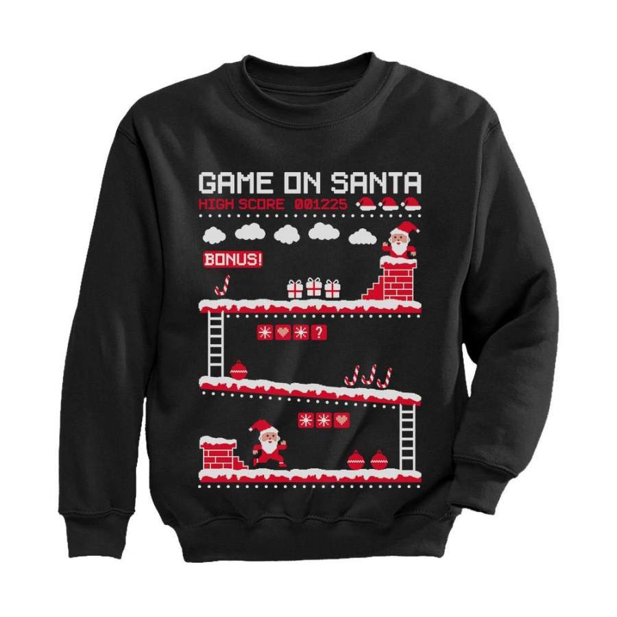 Video Game Santa 8bit 80’s Vintage Ugly Chritsmas Gamers Toddler/Kids Sweatshirt