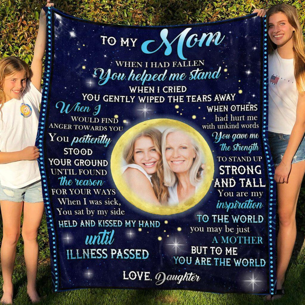 [Personalized Photo] From Daughter To My Mom – Gift For Mom For Mother’S Day, Unique Gifts Home Decor Gift For Family – Sherpa Blanket Fleece Blanket