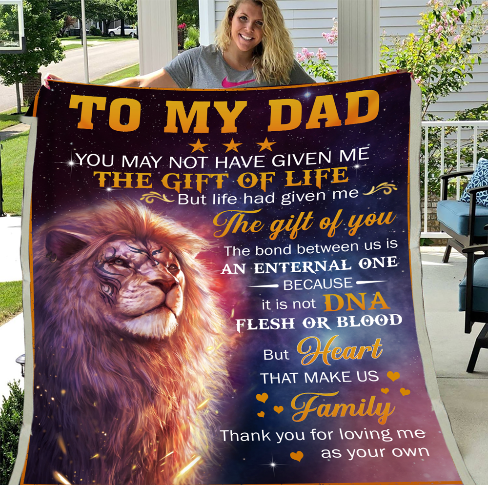 To My Dad, Gift Ideas For Father’s Day Lion Gift Fleece Blanket