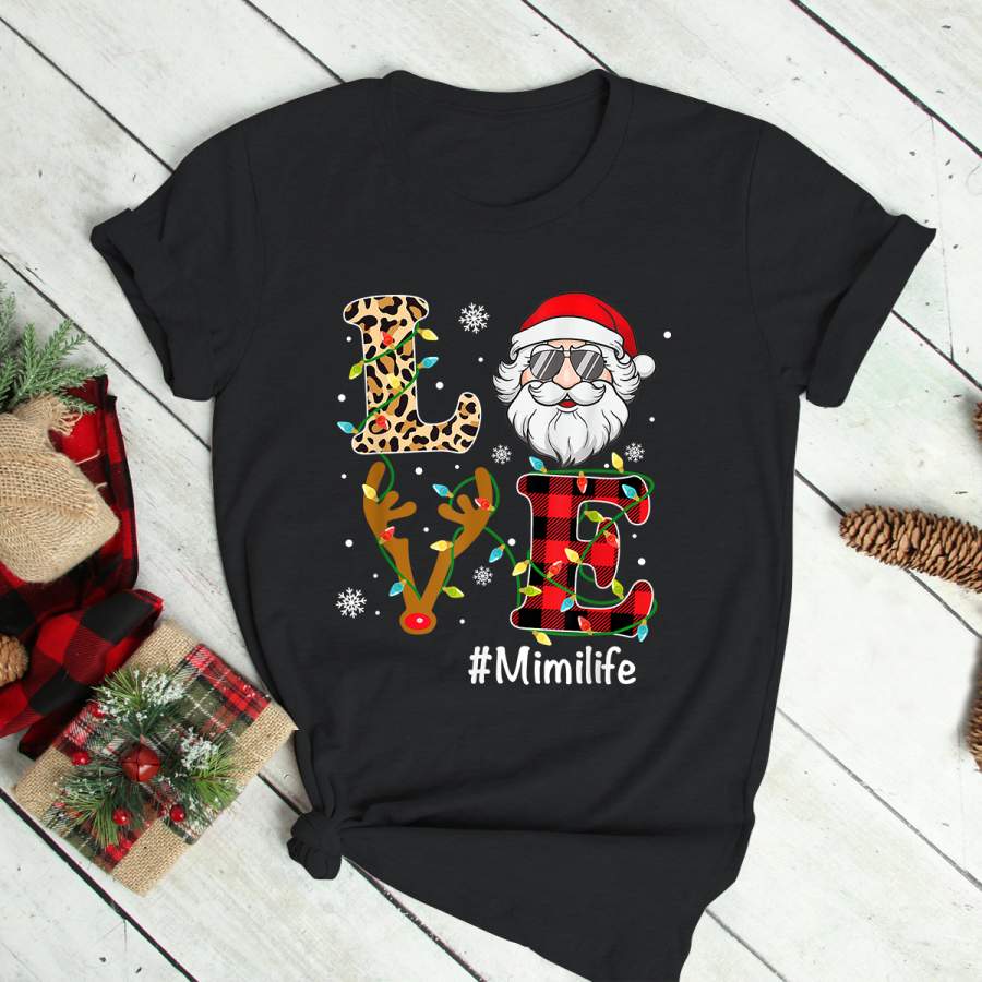 Christmas Pajama Family Gift Love Mimi Life Santa Claus T-Shirt