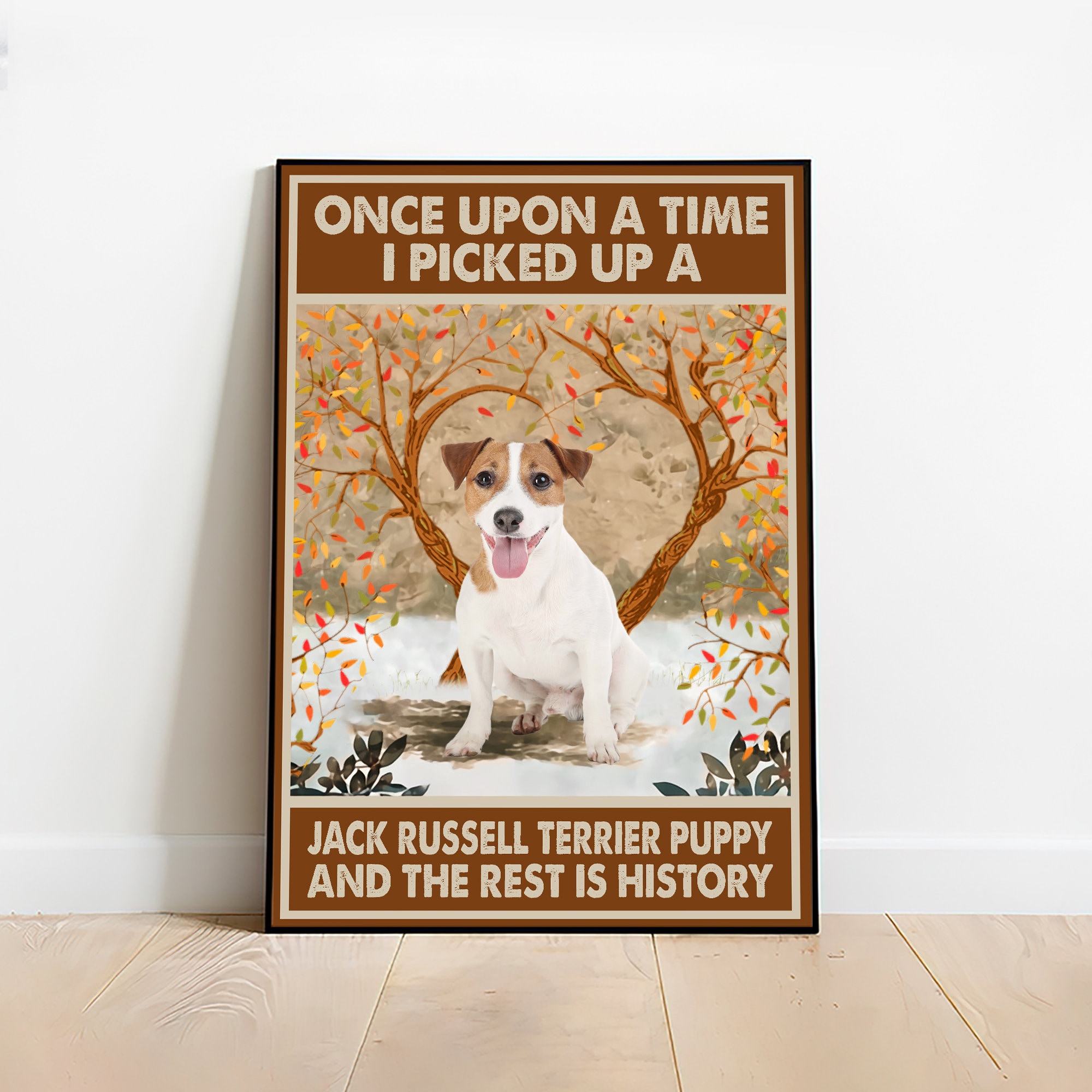 Jack Russell Terrier Puppy Poster, Jack Russell Terrier Puppy Once Upon A Time Vintage Poster, Picked Up Russell Terrier Puppy TD-0128-SM4A
