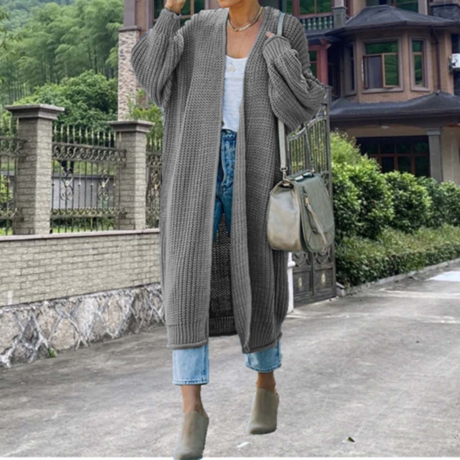 Women Casual Long Sleeve Knitted Open Front Fashion Loose Elegant Warm Oversized New Solid Color Winter Knitted Sweater Cardigan alx