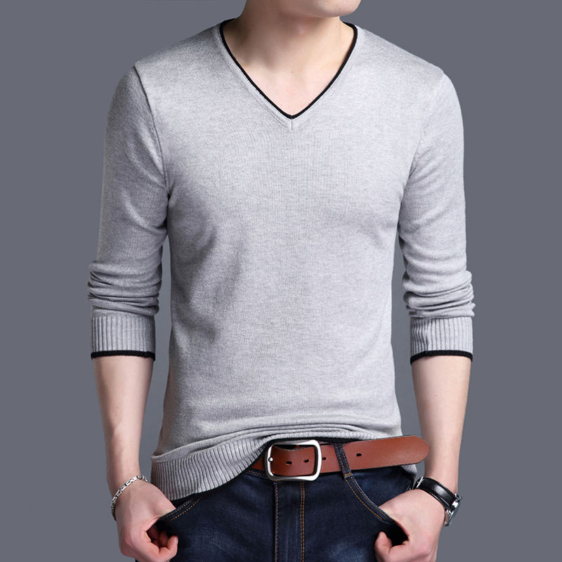 Stylish Solid Color V-Neck All-match Spliced Knitted Korean Sweater Men’s Clothing 2022 Autumn New Casual Pullovers Warm Tops alx