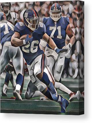 Saquon Barkley New York Giants Abstract Art 1 Joe Hamilton Canvas Print