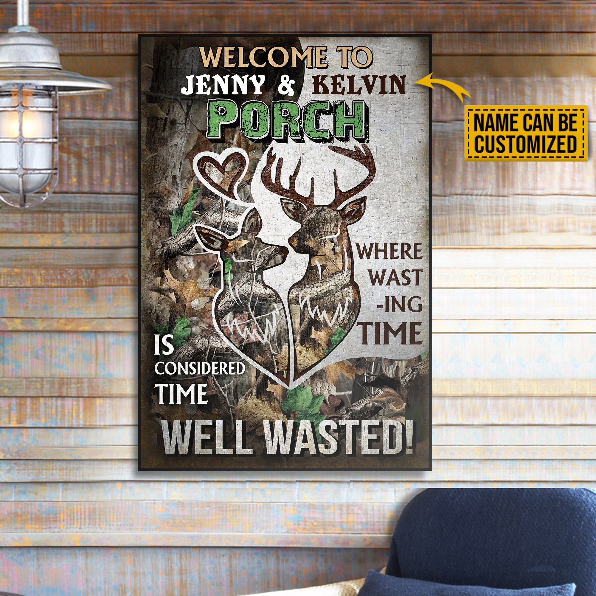 Aeticon Gifts Personalized Deer Couple Welcome To Porch Canvas Mom Dad Gift Home Decor