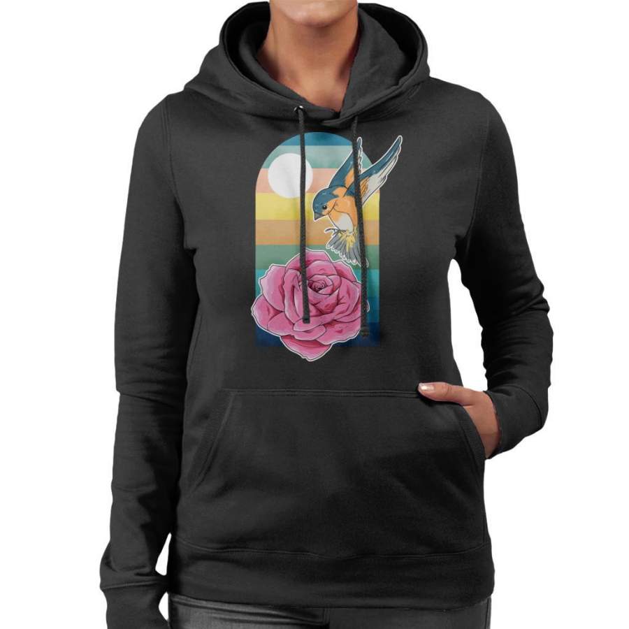 Bird And Fower Sunset Women’s Hooded Sweatshirt