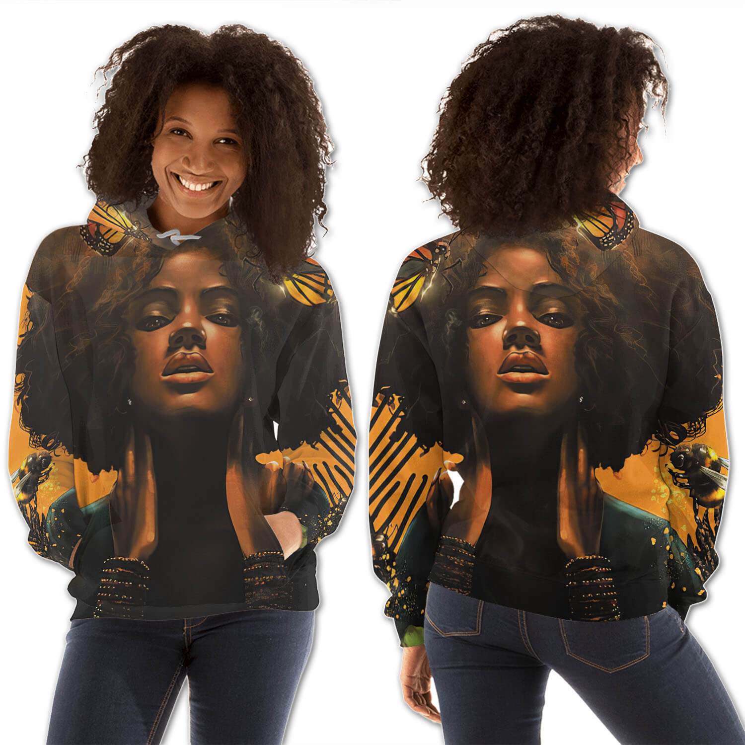 African American Hoodies Beautiful Black American Girl All Over Print Womens Hooded Sweatshirt African Fashion Styles BPS76850