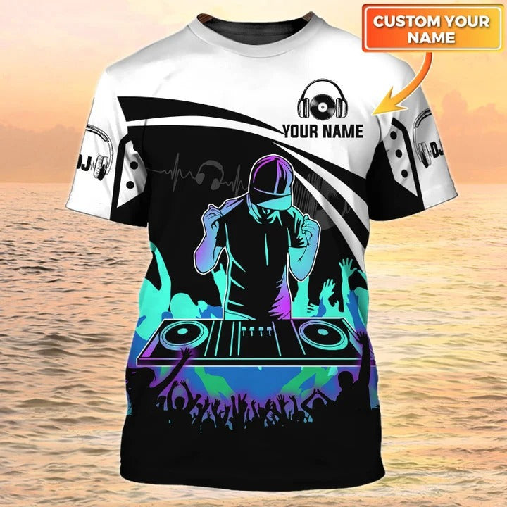 3D Dj Shirt Born To Dj Forced To Work Tshirt Men Women Disc Jockey Bar Club Dj Music Uniform