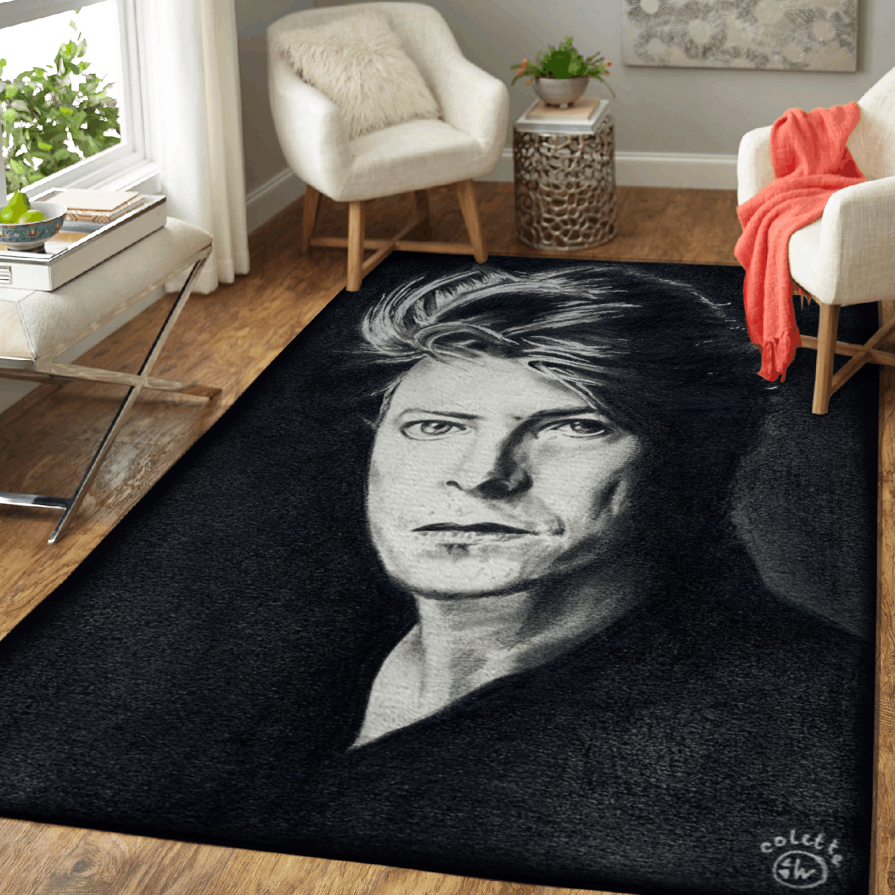 BOWIE portret – Music Art For Fans Area Rug Carpet