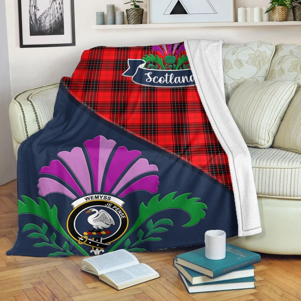 Wemyss Crest Tartan Blanket Scotland Thistle A30