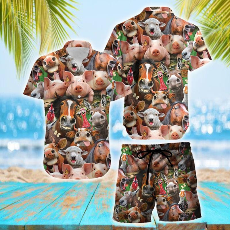 Pigs Play In The Farm Gift For Farmer Hawaii Shirts Or Shorts Va Ha17620