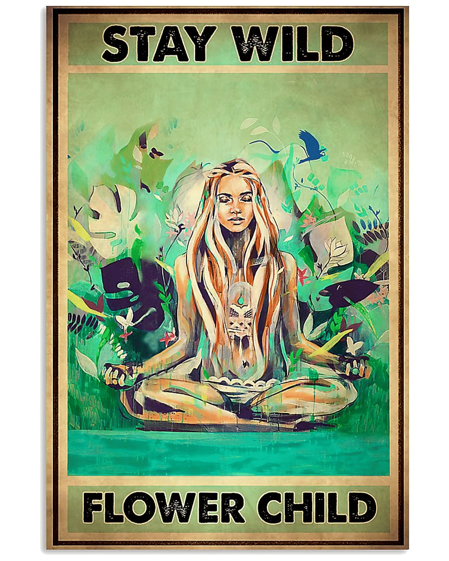 Yoga Girl Poster Canvas – Stay Wild Flower Child Vintage Home Decor Wall Art Evg80553