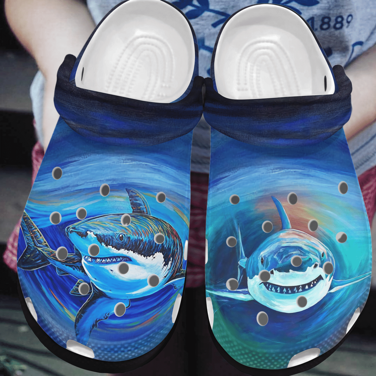 Shark Personalized Clog, Custom Name, Text, Color, Number Fashion Style For Women, Men, Kid, Print 3D Two