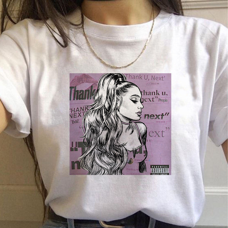 Ariana Grande T-Shirt Round Neck Soft Short Sleeves For Kids Adult Home Outdoor Wear