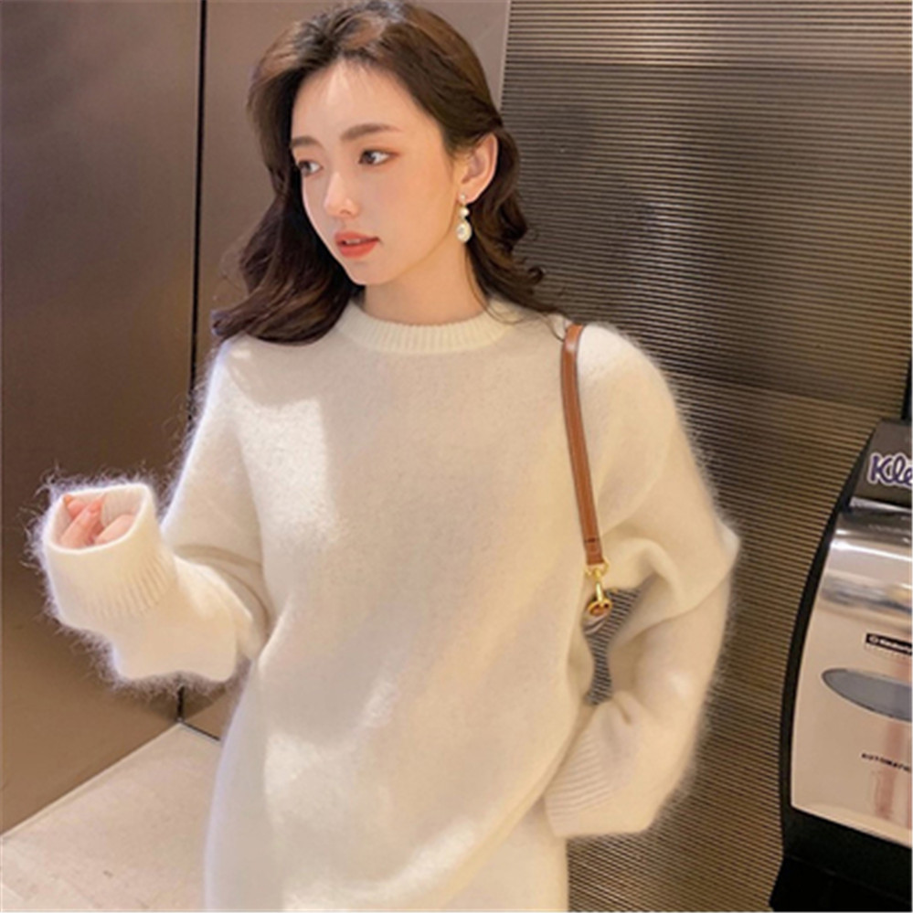 2021 Korean New Cashmere Sweater Women Winter Wool Mohair velvet Fleece Soft Casual Thick Pullover Warm Loose Sweaters ZY6229 alx