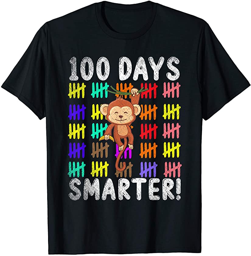 100 Days Smarter Cute Animal Monkey 100 Days Of School T-Shirt