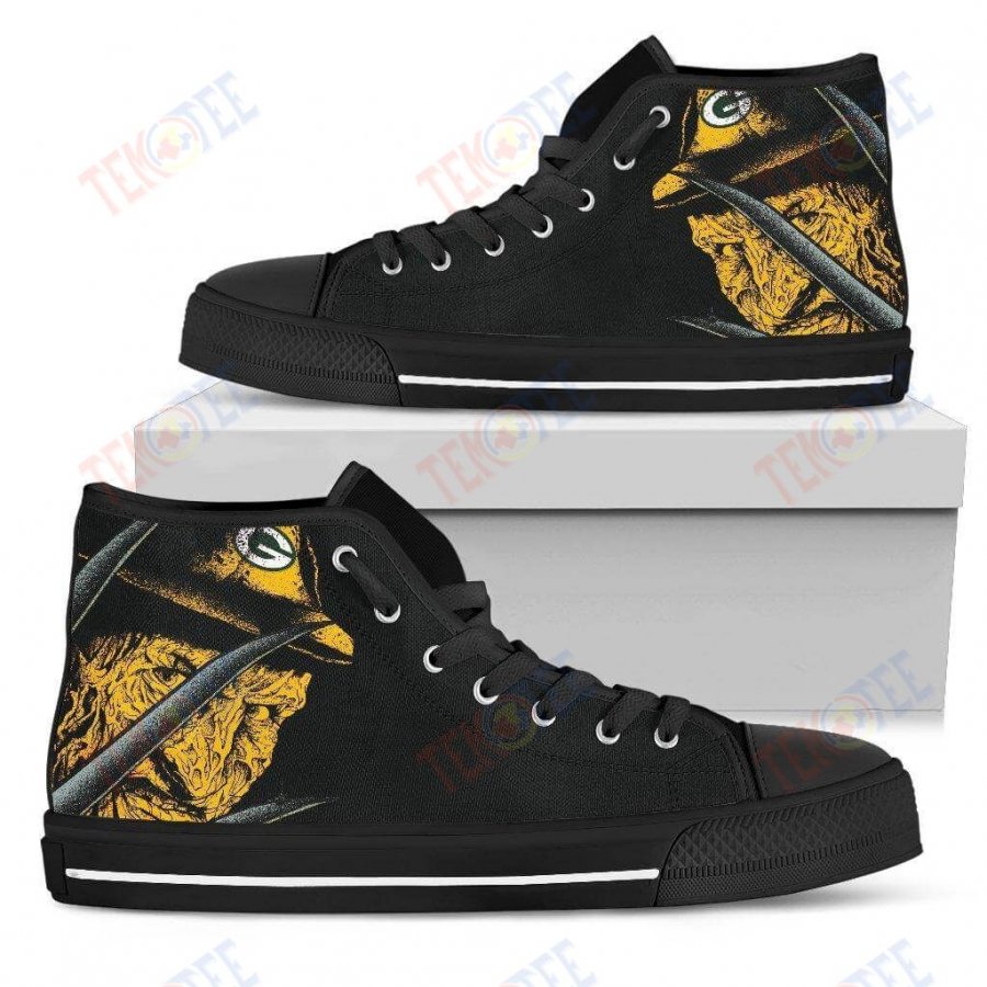 Mens Womens Green Bay Packers Nightmare Freddy Colorful High Top Shoes 3D Printable TMT409