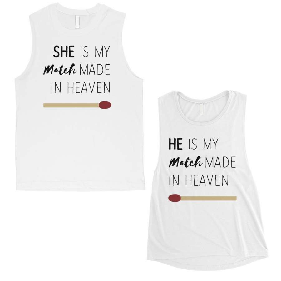 Match Made In Heaven Matching Muscle Shirts Cute Anniversary Gift