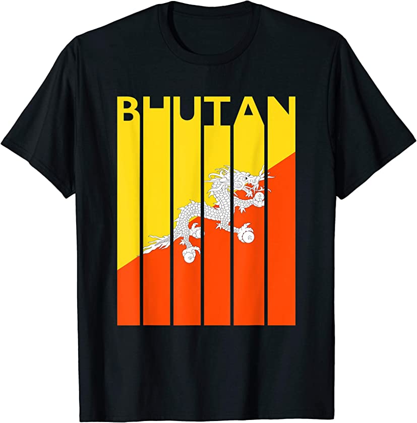 Bhutan T-Shirt Vintage Bhutan Flag Tee Bhutanese Flag Tshirt