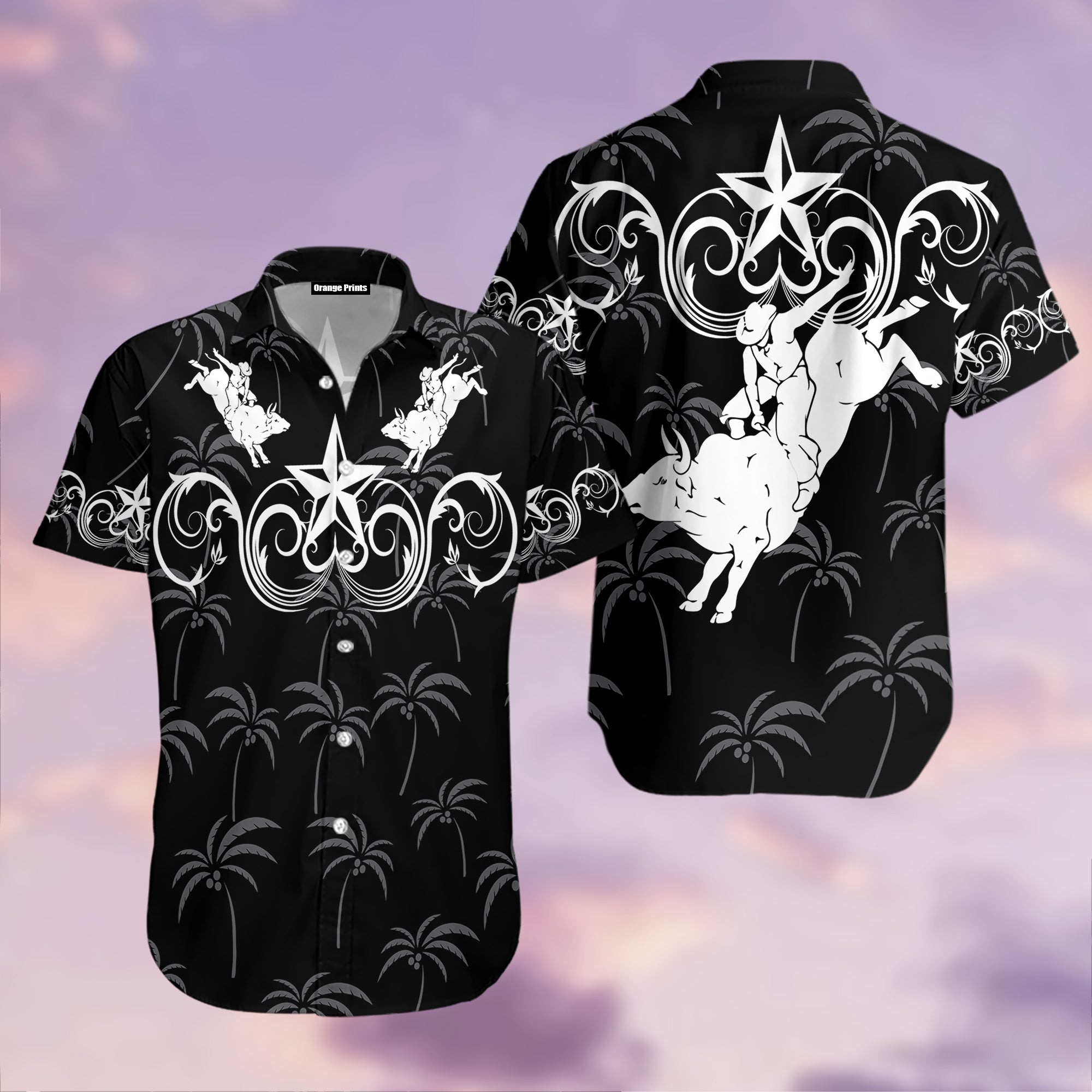 Bull Riding Black Star Western Hawaii Shirt For Men Women Adult Ha65044