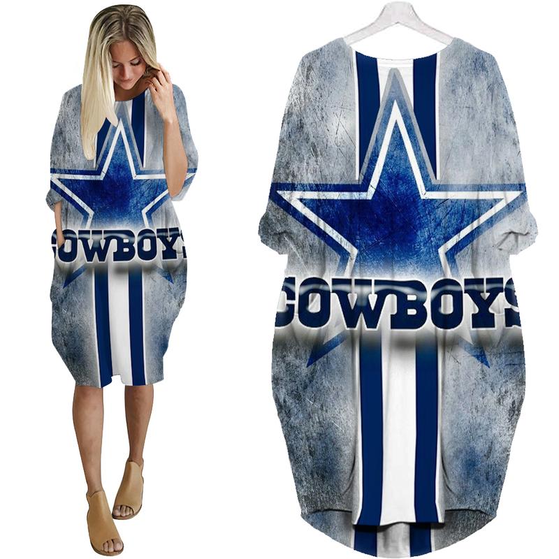 Cowboys- All Over Printed Batwing Pocket Dress-Tu0040