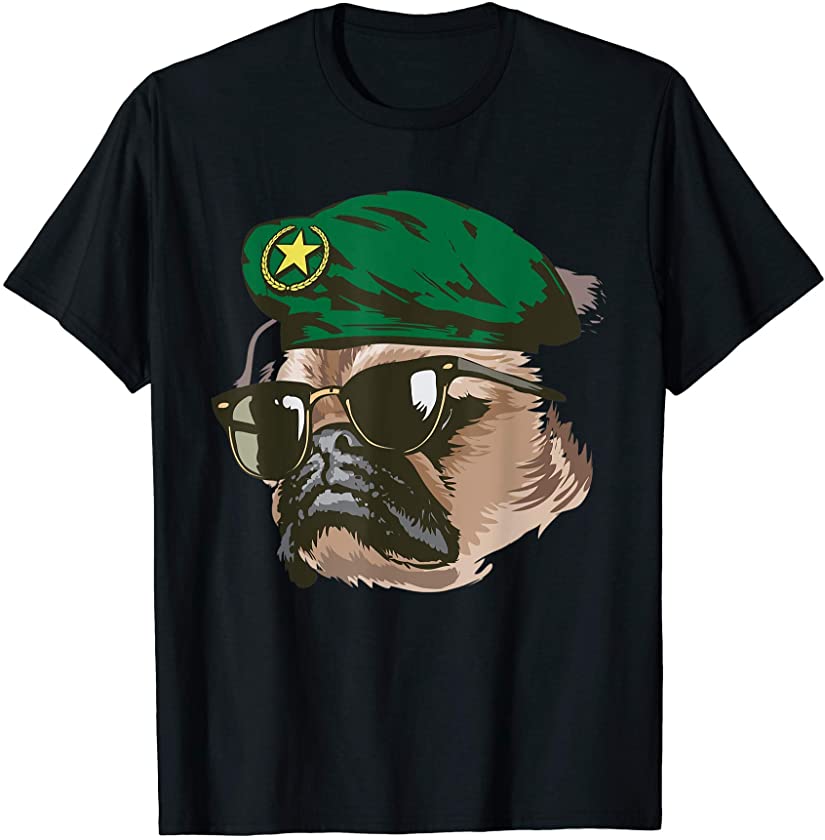 Veteran Pug Dog Army Soldier Funny Animal Military Gifts T-Shirt