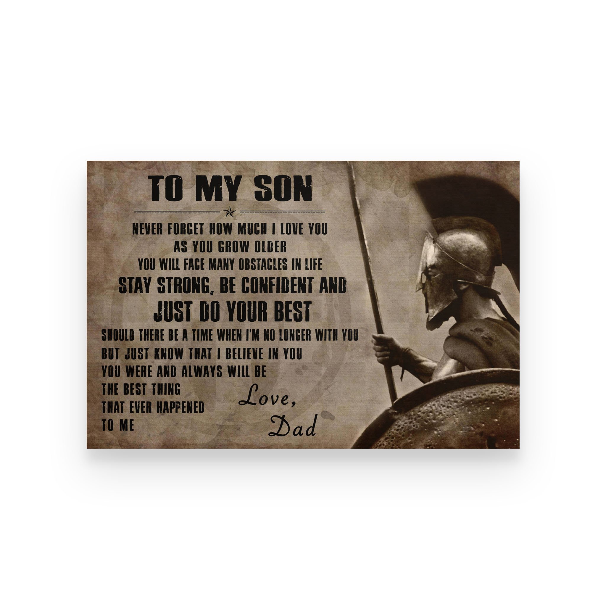 Spartan poster dad to son never forget how much I love you