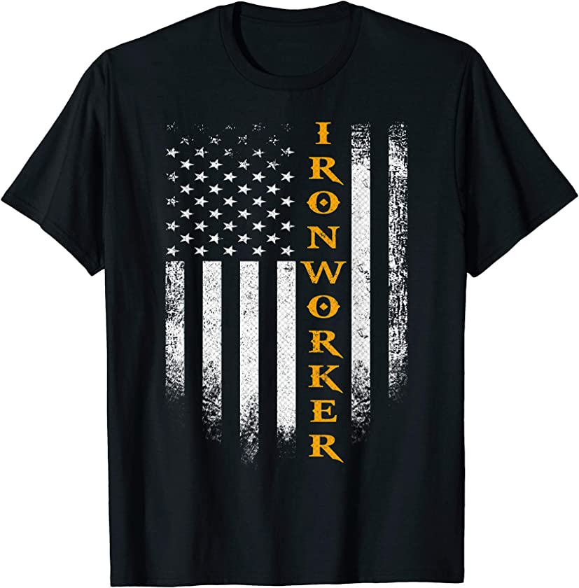 Vintage USA Ironworker American Flag Iron Worker Patriotic T-Shirt